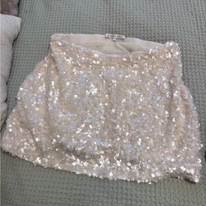 Vici Sparkling Sequin Mini Skirt - Cream